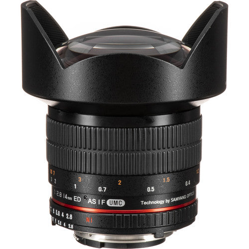 Rokinon 14mm f/2.8 IF ED UMC Lente Ultra Gran Angular para Nikon con Chip AE y Parasol Integrado