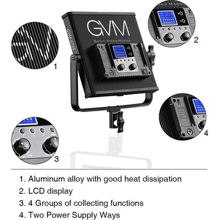 GVM 672S-B Panel LED Bicolor 2 Luces 2000 Lux Control Inalámbrico Kit Completo