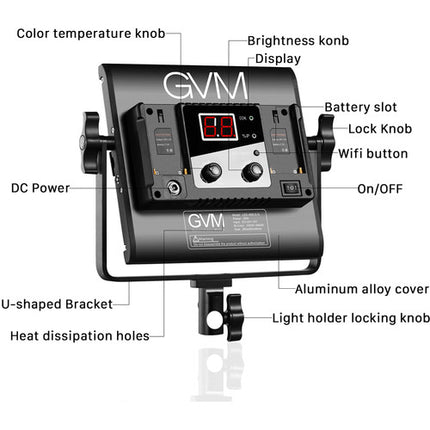 GVM 560AS Panel LED Bicolor Kit 3 luces 3800 Lux 2300-6800K con soportes y difusores