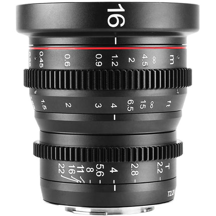 Meike 16mm T2.2 Objetivo Cine Gran Angular Manual MFT Montura 7.9" Foco Mínimo