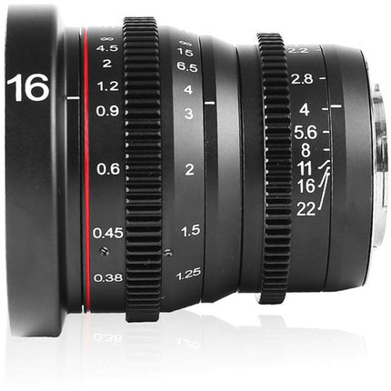 Meike 16mm T2.2 Objetivo Cine Gran Angular Manual MFT Montura 7.9" Foco Mínimo