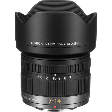 Panasonic LUMIX G Vario 7-14mm f4 ASPH Objetivo Micro Cuatro Tercios con Parasol y Capuchones