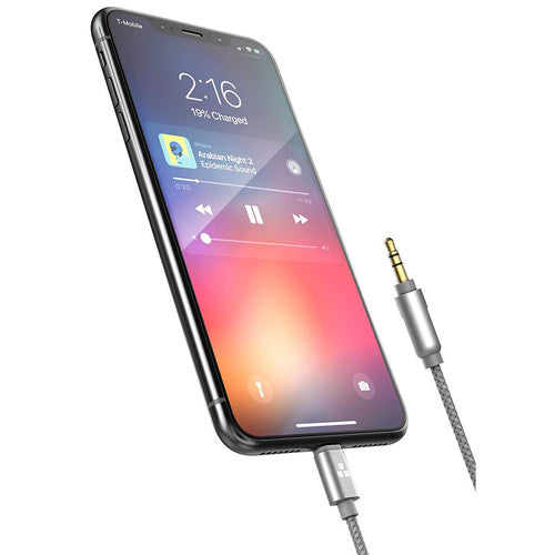 Thore Cable Auxiliar Audio 3.5mm a Lightning 4 Pies Gris Duradero