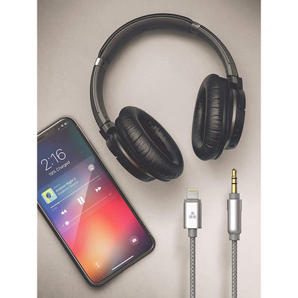 Thore Cable Auxiliar Audio 3.5mm a Lightning 4 Pies Gris Duradero