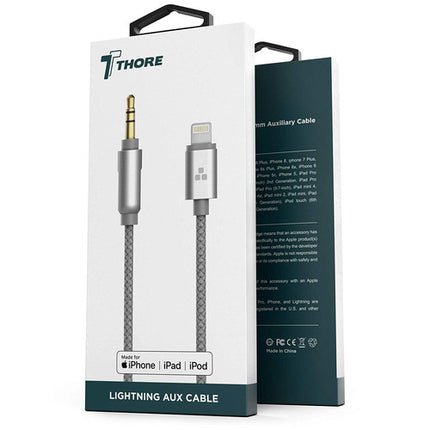 Thore Cable Auxiliar Audio 3.5mm a Lightning 4 Pies Gris Duradero