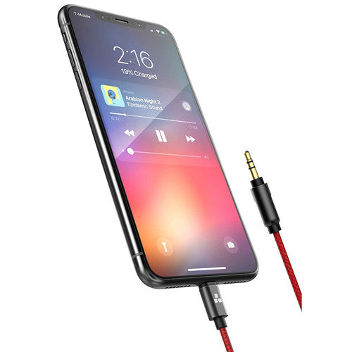 Thore Cable Auxiliar 3.5mm a Lightning 4 Pies Rojo Certificado Apple MFi