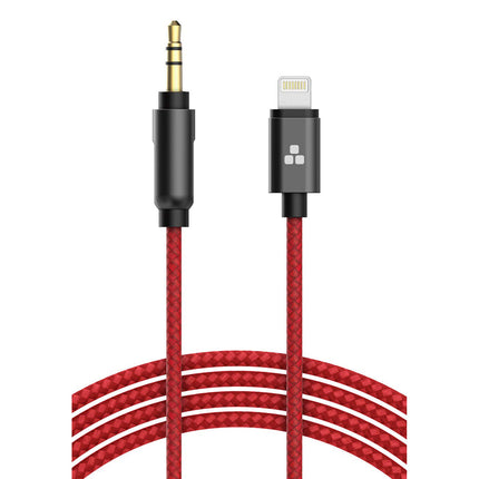 Thore Cable Auxiliar 3.5mm a Lightning 4 Pies Rojo Certificado Apple MFi