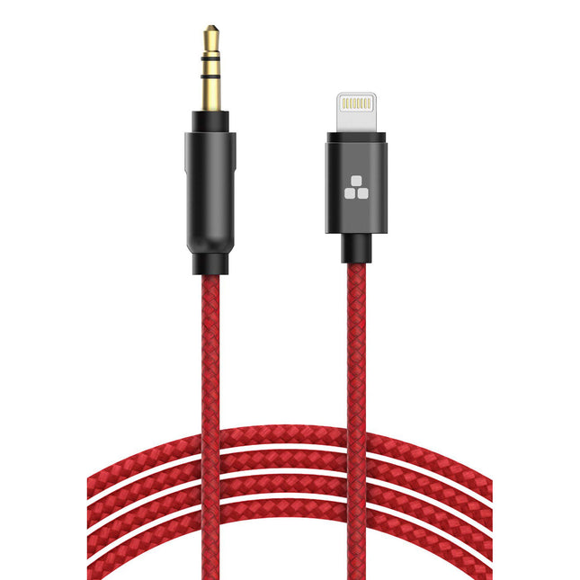 Thore Cable Auxiliar 3.5mm a Lightning 4 Pies Rojo Certificado Apple MFi