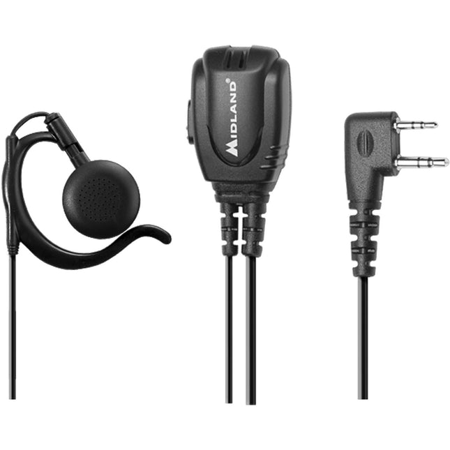 Midland BizTalk MA1 Auricular Over-Ear para Radios MB Serie con Cable de Alta Calidad y Botón PTT