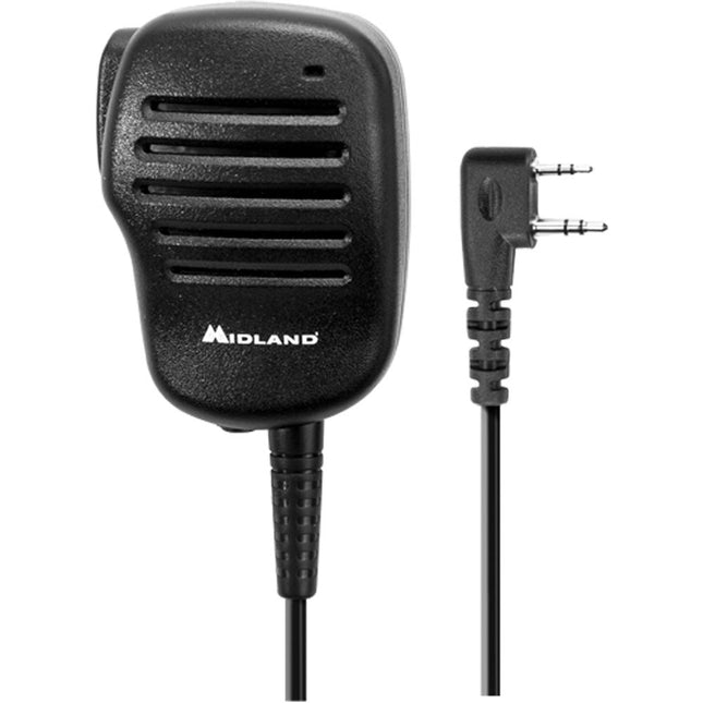 Midland BizTalk MA3 Micrófono con Altavoz y Botón PTT para Radios MB Series con Clip Giratorio 360° y Puerto de Audio 3.5mm