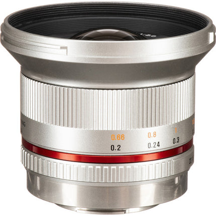 Rokinon 12mm f2.0 NCS CS Lente para Micro Cuatro Tercios Montura Plata 24mm Apertura f2.0 a f22