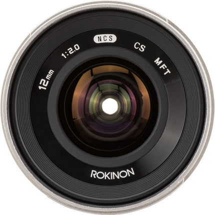 Rokinon 12mm f2.0 NCS CS Lente para Micro Cuatro Tercios Montura Plata 24mm Apertura f2.0 a f22