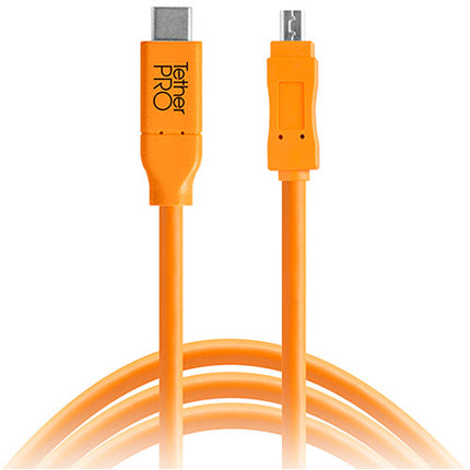 Tether Tools TetherPro Cable USB Tipo C a Mini USB 2.0 15 pies 480 Mb/s naranja