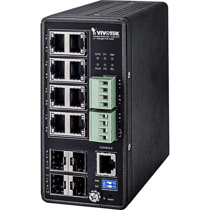 Vivotek Industrial VivoCam AW-IHT-1271 Switch de Red Gestionado 8 Puertos PoE+ 240W PoE Presupuesto 4 Puertos SFP