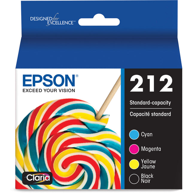 Cartuchos de tinta Epson Claria 212 CMYK estándar para impresoras XP-4100 WF-2850