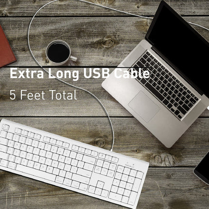 Macally 104 teclas teclado USB blanco tamaño completo cable 1 5 m compatible PC Mac