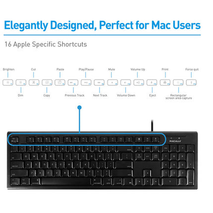 Macally 104 teclas teclado USB completo negro cable 5 pies plug and play