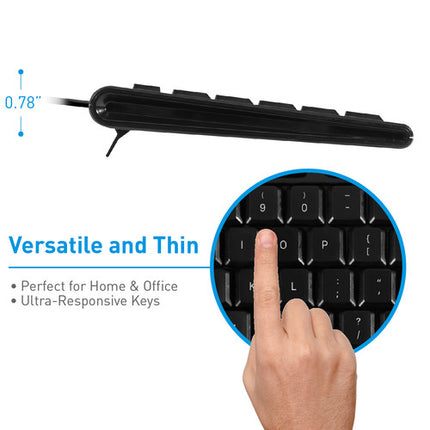 Macally 104 teclas teclado USB completo negro cable 5 pies plug and play