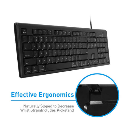 Macally 104 teclas teclado USB completo negro cable 5 pies plug and play