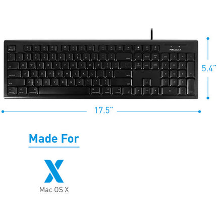 Macally 104 teclas teclado USB completo negro cable 5 pies plug and play