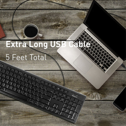 Macally 104 teclas teclado USB completo negro cable 5 pies plug and play