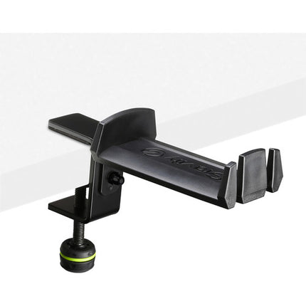 Gravity Stands soporte de escritorio para auriculares con pinza de acero y doble ranura para cables