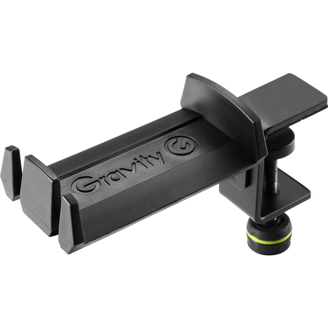Gravity Stands soporte de escritorio para auriculares con pinza de acero y doble ranura para cables