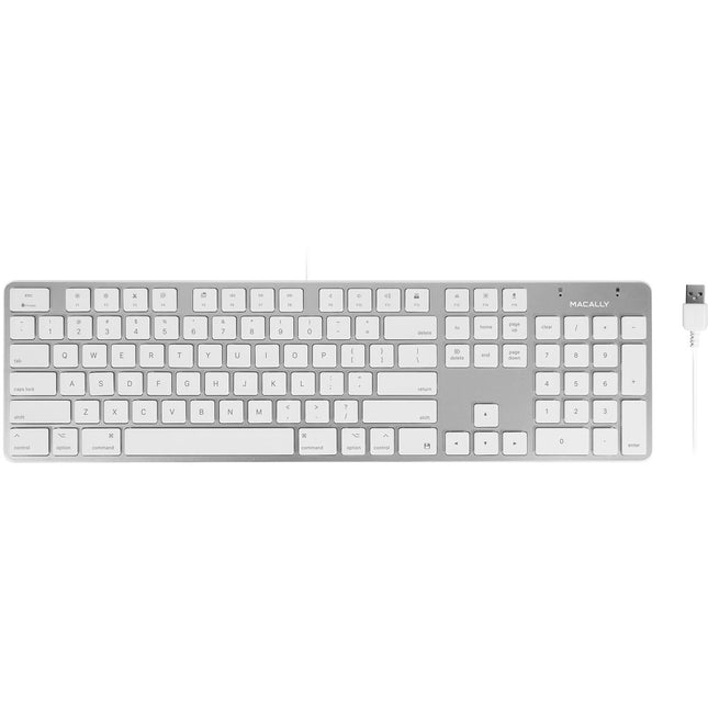 Macally Teclado Slim USB-A de Aluminio 104 Teclas Plug and Play