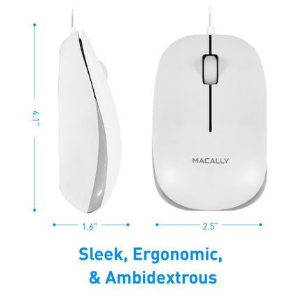 Macally Ratón Óptico USB 3 Botones 1200 dpi Diseño Ambidiestro