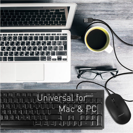 Macally Ratón Óptico USB Silencioso Negro 2400 dpi Cable 1.5 m