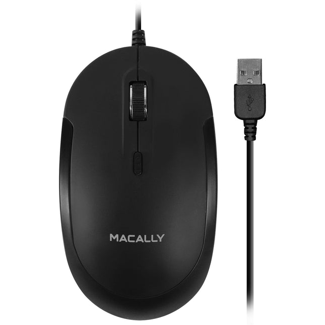 Macally Ratón Óptico USB Silencioso Negro 2400 dpi Cable 1.5 m