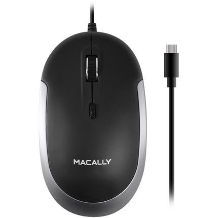 Macally USB Type-C Ratón Óptico 2400 dpi Cable 1.5 m Ambidiestro