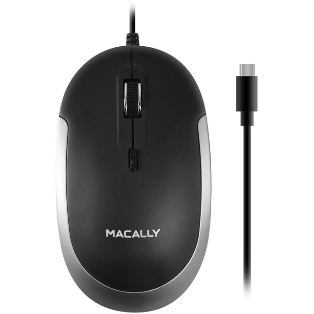 Macally USB Type-C Ratón Óptico 2400 dpi Cable 1.5 m Ambidiestro
