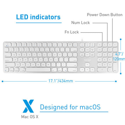 Macally Slim Teclado USB con 2 Puertos USB Teclado Completo y Teclado Numérico
