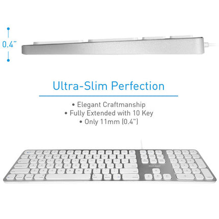 Macally Slim Teclado USB con 2 Puertos USB Teclado Completo y Teclado Numérico