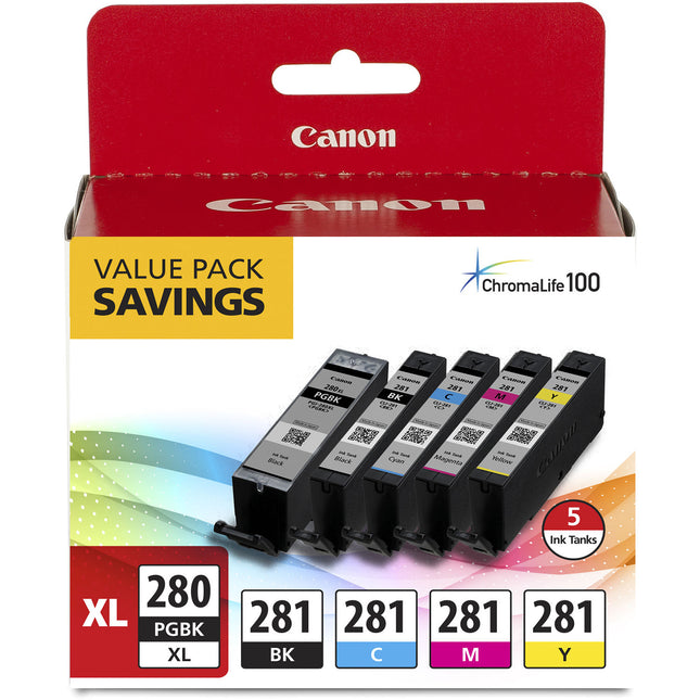 Canon PGI-280 XL CLI-281 Pack de Tinta 5 Colores para Impresoras PIXMA