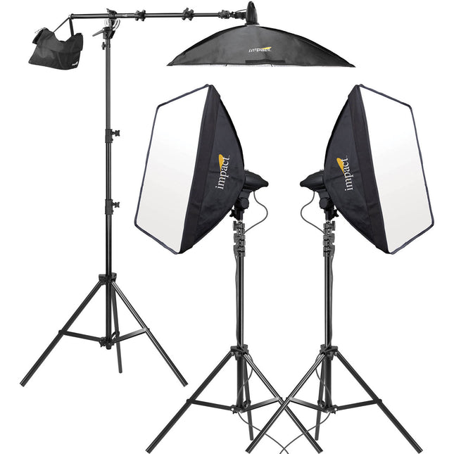 Impact Kit de Iluminación Fluorescente 3 Cabezas con Soporte Boom 6.5 pies 50x70cm