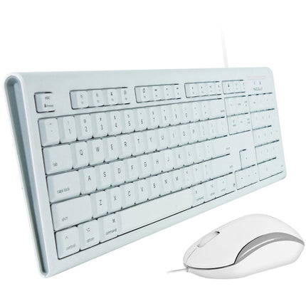 Macally Teclado USB Completo 104 Teclas y Mouse Óptico 1200 dpi para Mac