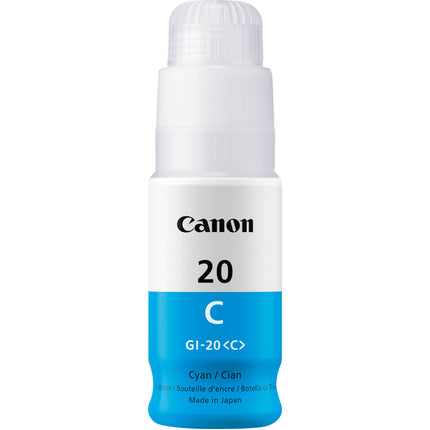 Canon GI-20 Botella de Tinta Cian 70mL para Impresoras MegaTank PIXMA G5020 G6020 G7020