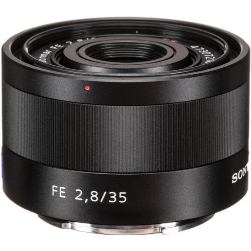 Sony Sonnar T* FE 35mm f/2.8 ZA lente E-mount full frame f/2.8 f/22 con foco interno y distancia mínima 35cm