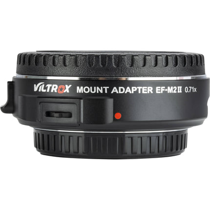 Viltrox EF-M2 II Adaptador de Montura Canon EF a Micro Cuatro Tercios con Reductor Focal 0.71x y Pie de Trípode