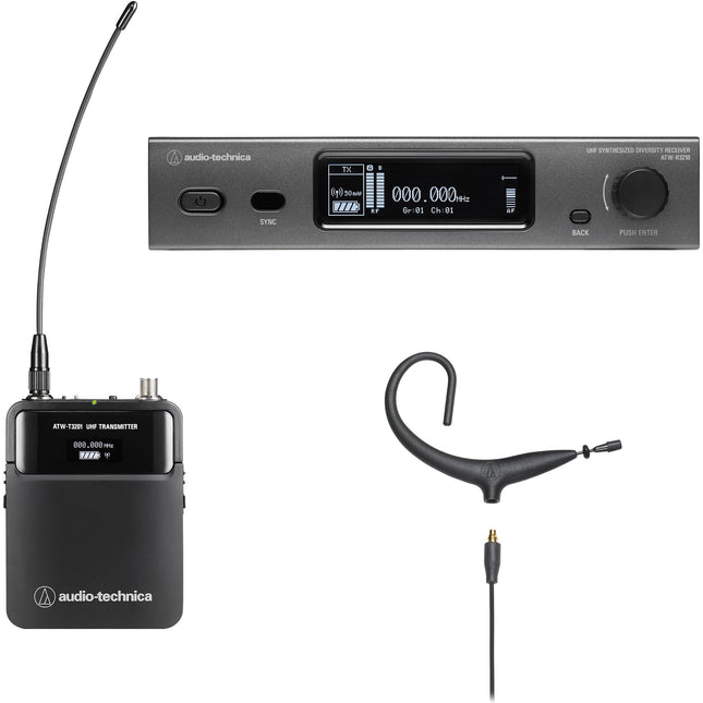 Audio-Technica ATW-3211/893x Sistema de Micrófono Inalámbrico Omni MicroEarset 9.5h Batería 330ft Alcance