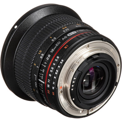 Samyang 12mm f/2.8 ED AS NCS Fisheye para Nikon F Montura con AE Chip y Parasol removible