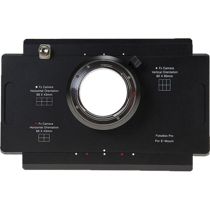 FotodioX Adaptador para Cámara Sony E-Mount a Cámara de Vista con Graflok y Posiciones Múltiples