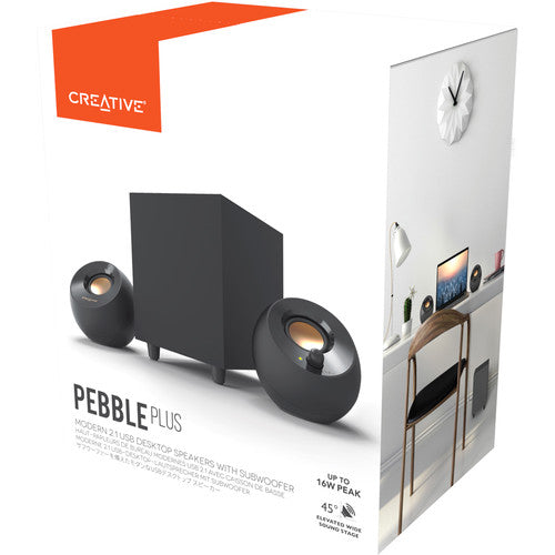 Creative Labs Pebble Plus Altavoces de Escritorio 2.1 con Subwoofer USB y Control de Volumen frontal