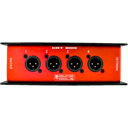 SoundTools Cat Box MX Cuatro XLR Macho Caja de Escenario con Conectores EtherCON Principal y Paralelo
