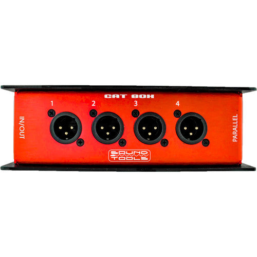SoundTools Cat Box MX Cuatro XLR Macho Caja de Escenario con Conectores EtherCON Principal y Paralelo