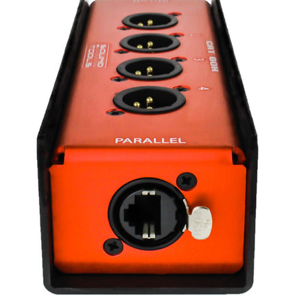SoundTools Cat Box MX Cuatro XLR Macho Caja de Escenario con Conectores EtherCON Principal y Paralelo