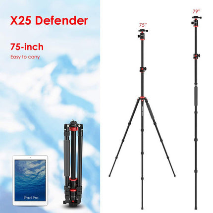 Geekoto X25 Defender Trípode 75 pulgadas Capacidad 10 kg con Cabezal Arca-Type