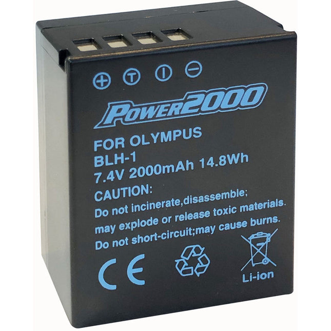 Power2000 BLH-1 batería recargable Li-Ion 7.4V 2000mAh 14.8Wh para Olympus OM-D E-M1 Mark II